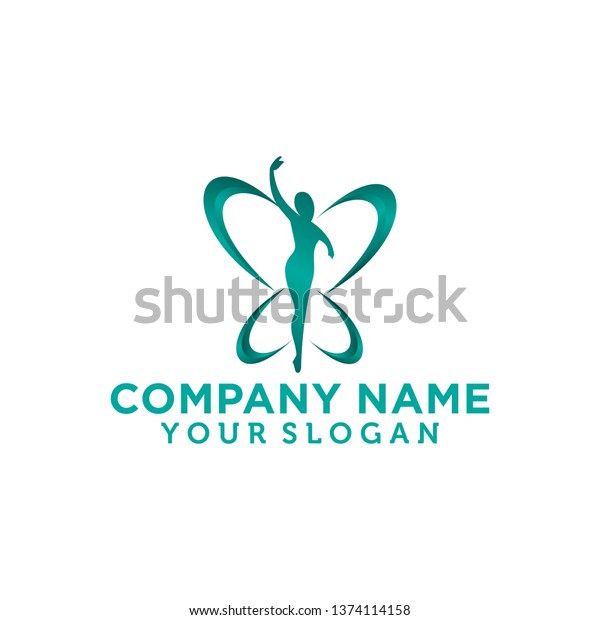 Beauty Butterfly Woman Logo Design Inspiration Stock Vector (Royalty ...