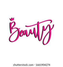 Beauty calligraphy with crown- good for poster banner, textil print, and gift design