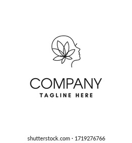 Beauty cannabis flower woman outline logo template