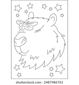 beauty capybara chilling coloring book page for kids or grown adults coloring book mindful relaxation activity