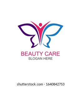 Beauty care with butterfly silhouette logo design