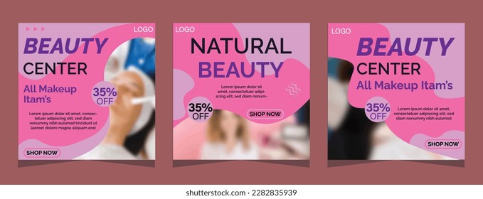 Beauty care center post design template for Social media promotion. Creative design concept of professional social media post and banner promotion. Template for advertising on social media.