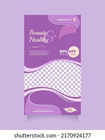 Centro de atención de belleza, historia en medios sociales y plantilla de pancartas. Diseño de promoción creativa de spa de pelo profesional, máscara de pelo, peinado, venta cosmética, tratamiento de la piel, etc