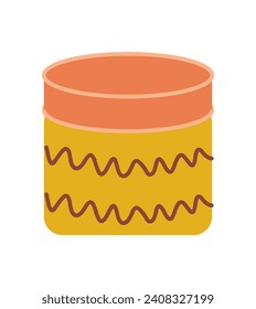 Beauty care element of colorful set. The cosmetic jar of cream is beautifully arranged on a pristine white background, creating a sense of luxury. Vector illustration.