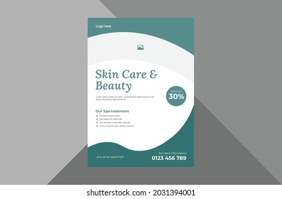 beauty care flyer design template. spa and beauty promotion poster leaflet design. beauty and wellness flyer template. a4 template, brochure design, cover, flyer, poster, print-ready