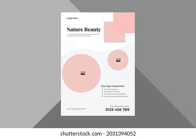 beauty care flyer design template. spa and beauty promotion poster leaflet design. beauty and wellness flyer template. a4 template, brochure design, cover, flyer, poster, print-ready