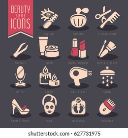 Beauty care icon set.