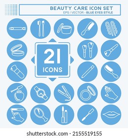 Beauty Care Icon Set. suitable for beauty care symbol. blue eyes style. simple design editable. design template vector. simple symbol illustration