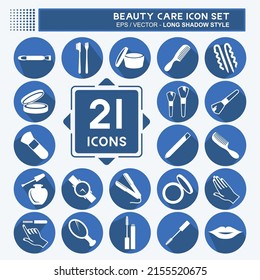 Beauty Care Icon Set. suitable for beauty care symbol. long shadow style. simple design editable. design template vector. simple symbol illustration
