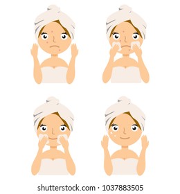 Beauty care illustration set, acne treatment, demodicosis. For your design