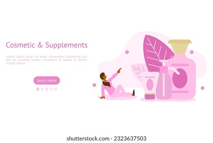 beauty care illustration set. characters take care of their beauty with body care products. women self care concept. vector illustration.