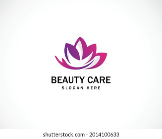 Beauty care logo creative lotus logo hand care sign symbol