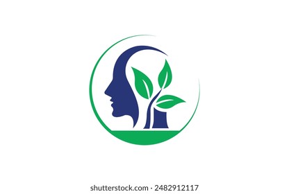 Beauty care logo design with combination of natural leaves and hands in 3D design style