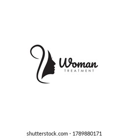 Diseño del logotipo de cuidado de belleza con la plantilla de icono de la cara de la mujer