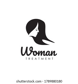 Diseño del logotipo de cuidado de belleza con la plantilla de icono de la cara de la mujer