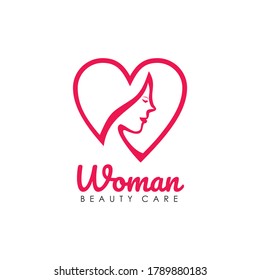 Beauty care logo design with using woman face icon template