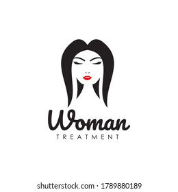 Diseño del logotipo de cuidado de belleza con la plantilla de icono de la cara de la mujer