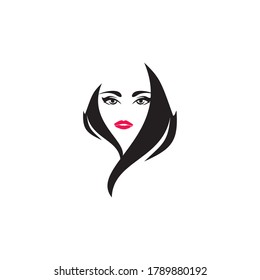 Beauty care logo design with using woman face icon template