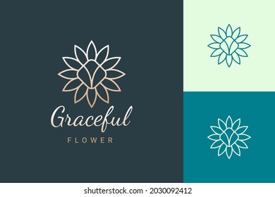 Beauty care or salon logo in luxury and feminine flower shape