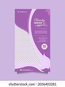 Beauty care service concept social media story and banner template. Creative promotion design concept of professional hair spa, hair mask, hair style, cosmetic sale or promotion, skin treatment, etc
