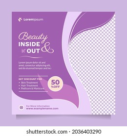 Beauty care service concept social media post and banner template. Creative promotion design concept of professional hair spa, hair mask, hair style, cosmetic sale or promotion, skin treatment, etc