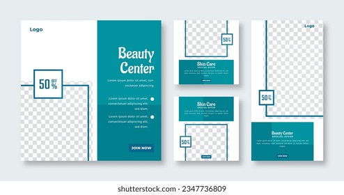 Beauty Care Spa Center Makeup Banner for Social Media Post and Web Internet Ads Square Flyer Template Set