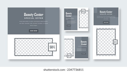 Beauty Care Spa Center Makeup Banner for Social Media Post and Web Internet Ads Square Flyer Template Set
