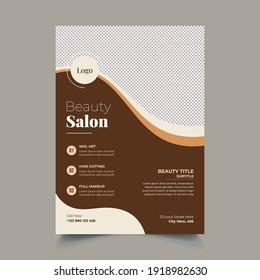 Beauty Care Spa Hair Salon Flyer Editable A4 Size Brochure Template Cover Design