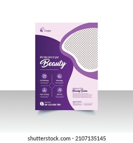 Beauty Care Spa Hair Salon Flyer Editable A4 Size Brochure Template Cover Design