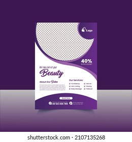 Beauty Care Spa Hair Salon Flyer Editable A4 Size Brochure Template Cover Design