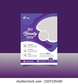 Beauty Care Spa Hair Salon Flyer Editable A4 Size Brochure Template Cover Design