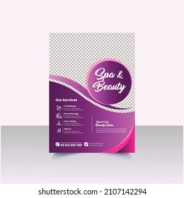 Beauty Care Spa Hair Salon Flyer Editable A4 Size Brochure Template Cover Design