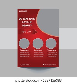 Beauty Care Spa Hair Salon Flyer Editable A4 Size Brochure Template Cover Design
