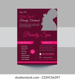 Beauty Care Spa Hair Salon Flyer Editable A4 Size Brochure Template Cover Design