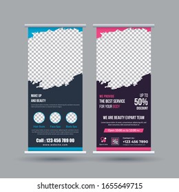 Beauty care, spa roll up banner template