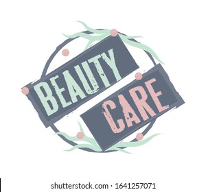 Beauty Care sticker, vector illustration for graphic and design