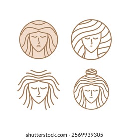 Beauty care , beauty women face logo icon design editable stroke