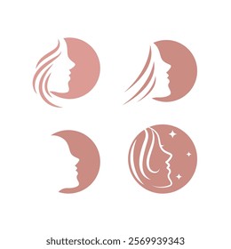 Beauty care , beauty women face logo icon design editable stroke