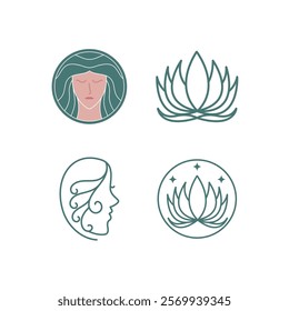 Beauty care , beauty women face logo icon design editable stroke