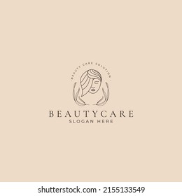 Beauty care women face minimalis simple logo template