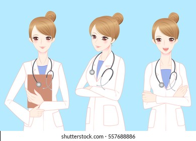 beauty cartoon woman doctor smile to you