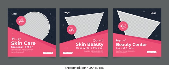 Beauty Center Makeup Social Media Post Banner Square Flyer Template Design