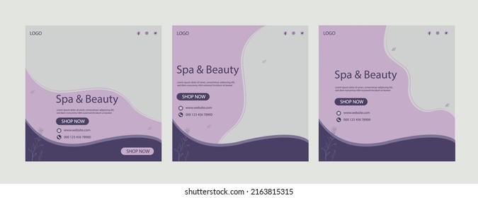 Beauty Center Makeup Social media post Banner Square Flyer Template Design