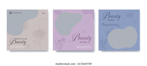 Beauty Center Makeup Social media post Banner Square Flyer Template Design