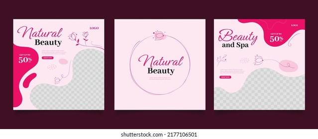 Beauty Center Makeup Social media post Banner Square Flyer Template Design