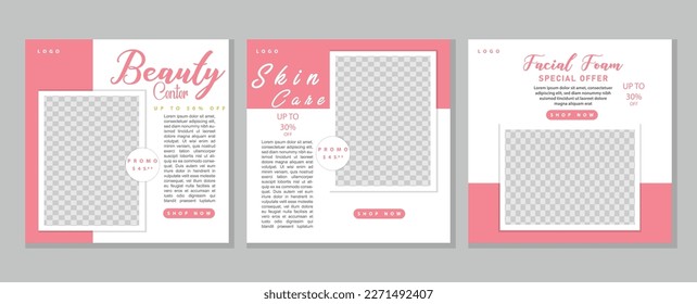 Beauty Center Makeup Social media post Banner Square Flyer Template Design