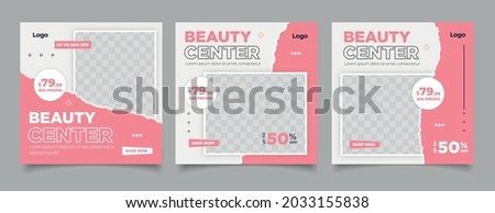 Beauty Center Makeup Social media post Banner Square Flyer Template Design