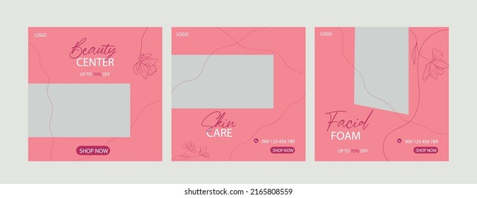 Beauty Center Pink Color Social Media Post Template