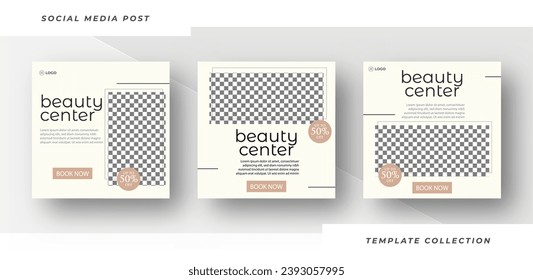 Beauty center skincare Makeup Salon square banner collection Square Flyer Template Design
