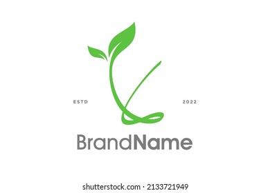 Beauty and Charming illustration logo design initial Y combine with leaf.